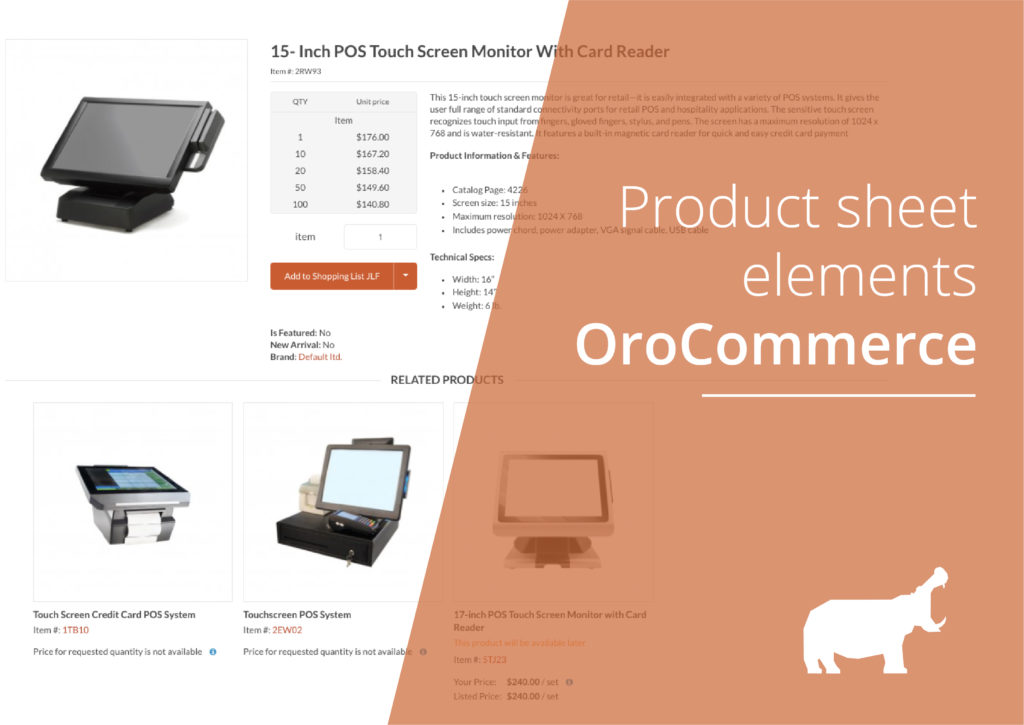 OroCommerce product sheet
